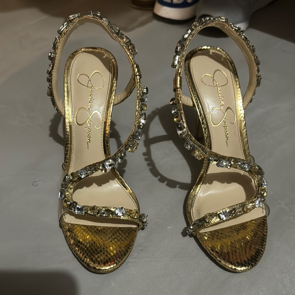 Jessica Simpson Gold Strappy Heels